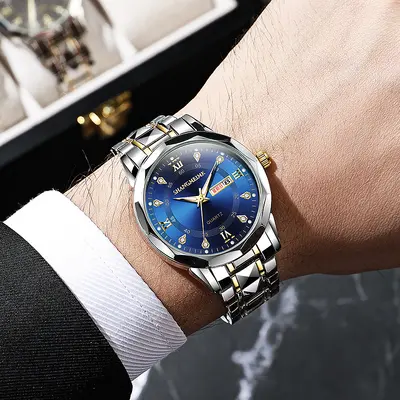 Herren-Quarzuhr Lederarmband wasserdicht
