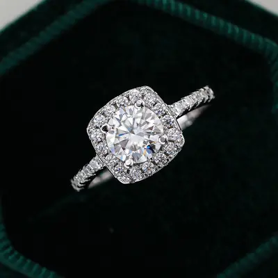 S925 silver PT950 gold-plated moissanite ring, 1 carat - 3