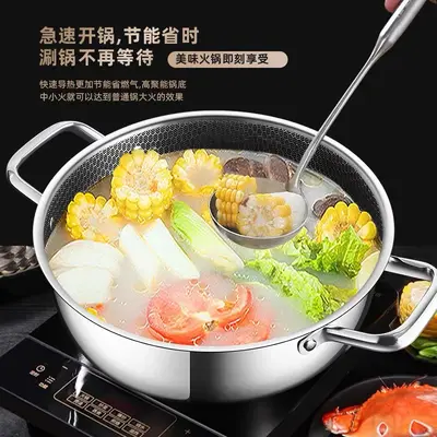 Кастрюля из нержавеющей стали с крышкой и двумя ручками, без покрытия