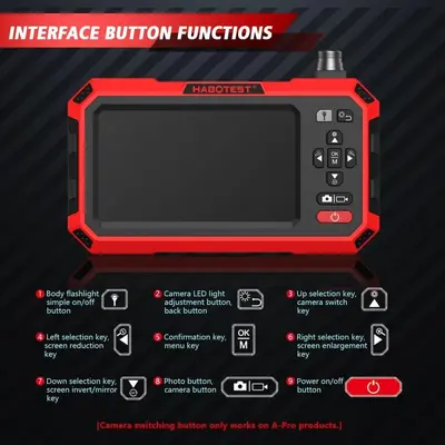 HABOTEST Taşınabilir HD Endüstriyel Borescope 4.3 İnç Ekranlı Boru Oto Onarım Su Geçirmez Kamera - 6
