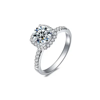 S925 Silber Moissanit Zuckerwürfel Ring für Frauen