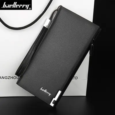 Large-Capacity Men's Long Clutch Wallet with Zipper and Multiple Card Slots - 7
