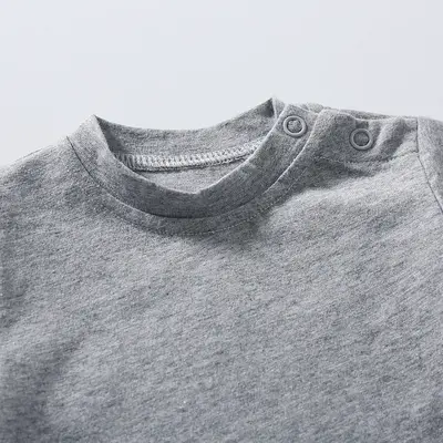 Baby-Kurzarmshirt, Rundhals, Schulterknöpfe, Baumwolle, einfarbig