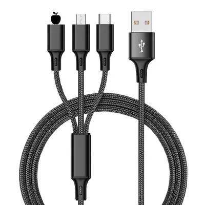 Nylon geflochtenes ein bis drei in einem Datenkabel Handy-Ladekabel three in one schnellladen 3A für Apple Android Typ - 8