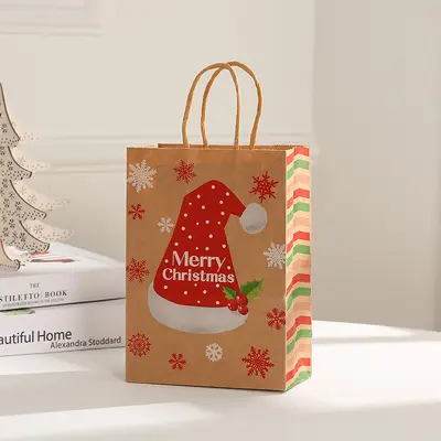 Christmas Tote Bag Kraft Paper Bag Gift Bag Wholesale Clothing Shopping Bag Snowflake Elk Gift Bag