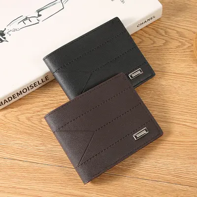 Embossed Soft Leather Short Men's Wallet with Multiple Card Slots - 4