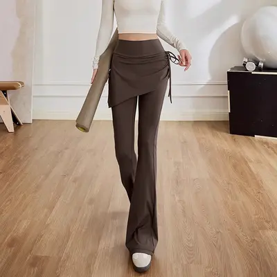 Kadın Yüksek Bel Koşu ve Pilates Pantolonu, Yüksek Elastikiyet, Çan Paça - 7