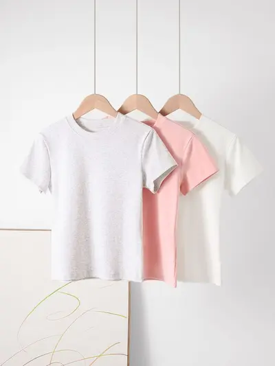 Women's Right Shoulder Short Sleeve T-Shirt French Round Neck 2025 Summer Short Elastic Thin Sexy Style Slimming Look Women's Short Top