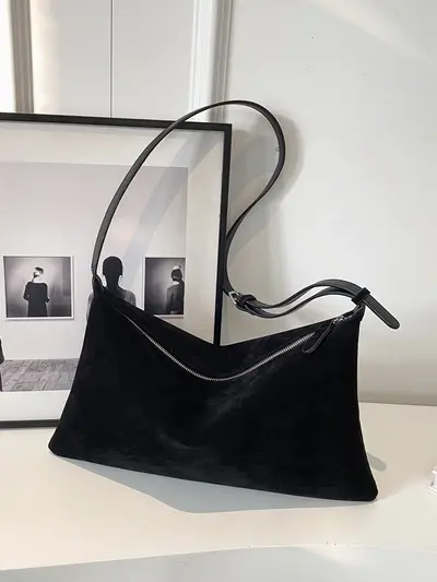 Retro Suede Pillow Bag for Women, Large Capacity Underarm Bag - 6