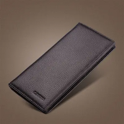 Herren-Langbrieftasche, echtes Rindsleder, Reißverschluss, schlank - 10