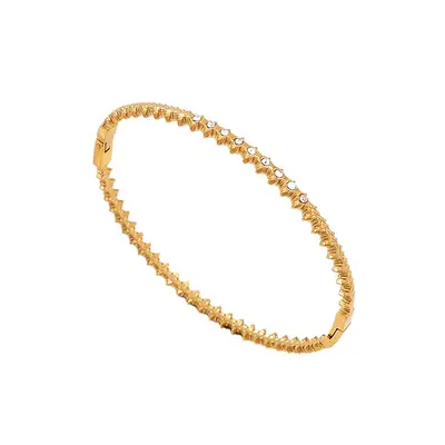 Titanstahl-Armband mit Vergoldung und Weizenähren-Design - 5