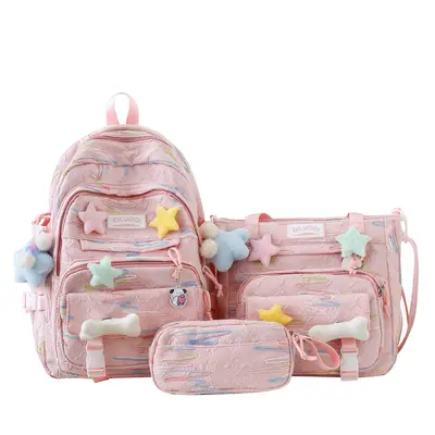 Schulrucksack-Set, 3-teilig, großes Fassungsvermögen, leicht, für Mittelschülerinnen - 6