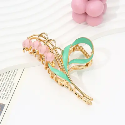 Valley Lily Flower Super Fairy Elegant Large High-Quality Hair Clip Women Back of Head Summer Forest Shark Clip Hair Accessories