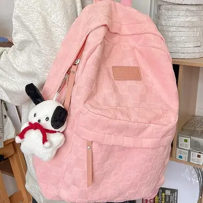 Großer karierter Schulrucksack für Highschool- und Universitätsstudentinnen