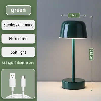 Iron I-Shaped Mushroom Table Lamp, Touch, Battery Night Light - 9