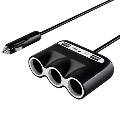 Araba Şarj Cihazı 200W - Üç Çıkışlı Çakmak Soketinden Hızlı Şarj, USB ve Elektrik Dönüştürücü