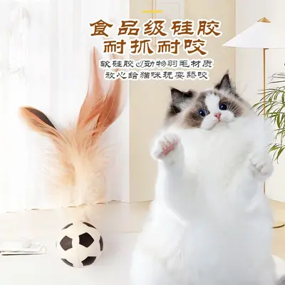 Feather Bouncing Ball Cat Toy, Interactive, Self-Play for Kittens - 5