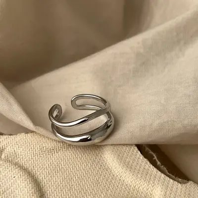 925 sterling silver open design women's ring - 13