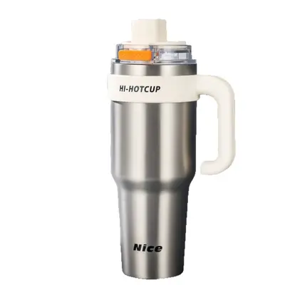 Large-Capacity Men's Thermos with Ceramic Liner and Straw Lid - 5