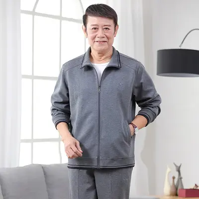 Men's Spring Autumn Casual Two-Piece Sweatshirt Set, Plus Size - 4
