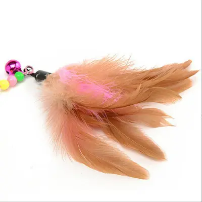 Colorful Steel Wire Cat Teaser Wand with Two-Color Feather Toy - 8