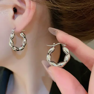 Silver Circle Earrings, Needle Post Studs