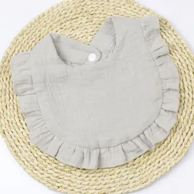 Baby Drool Bib with Ruffles and Lace, Cute Design - 9