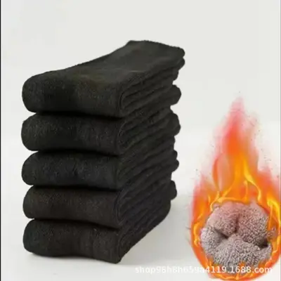 Erkek ve kadın kışlık havlu çorap, polar astarlı, kalın