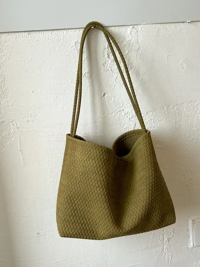 Große geflochtene Tote Bag für Damen, weiche Schultertasche im koreanischen Stil