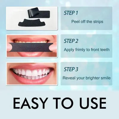 Activated Charcoal Teeth Whitening Strips, Removes Yellow Stains