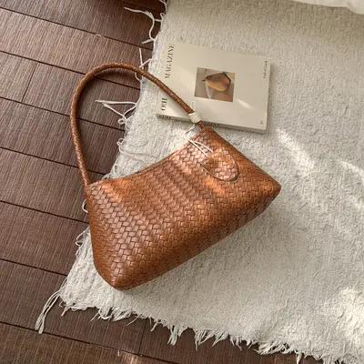 Candy Color Woven Pattern Women's Handbag and Crossbody Bag - 10