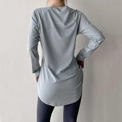 瑜伽服夏季女短袖中长款遮臀宽松显瘦跑步健身T恤运动上衣女 - 8