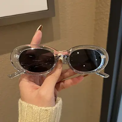 Oval White Frame Cat-Eye Sunglasses with UV Protection for Women - 3
