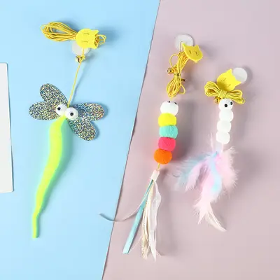 Cat door hanging toy, self-entertaining and boredom relief, cat wand replacement head, retractable bouncing cartoon pet supplies