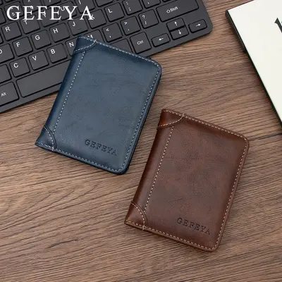 Erkek Kısa Retro Deri Cüzdan, Çok Kartlık - 1