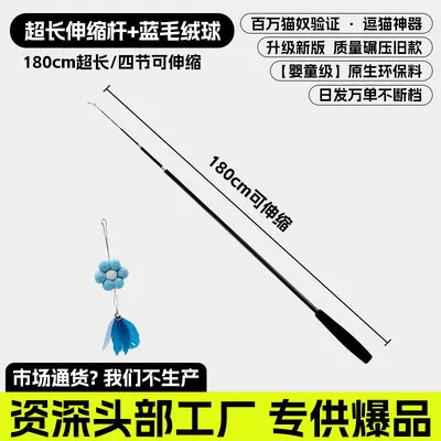 Long Retractable Cat Teaser Wand with Detachable Pole - 12