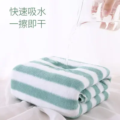 Coral fleece towel set, wide stripe, strong water absorption - 5