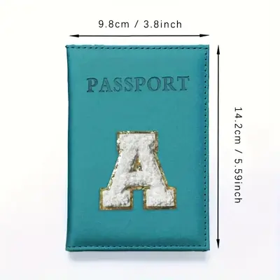 Passport holder leather travel document wallet alphabet pattern