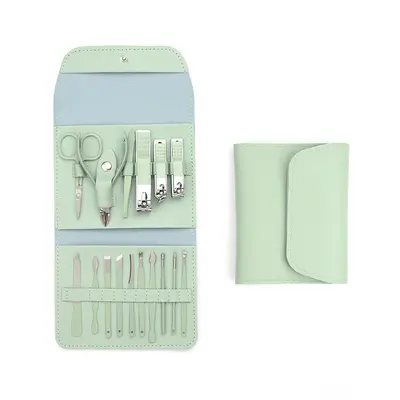 Nail scissors available in stock starting with single piece, green foldable package consisting of 16-piece nail scissors set, complete manicure set, manicure tool kit.