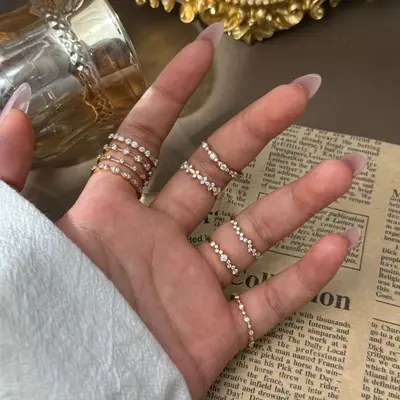 S925 Silber 18K vergoldeter Moissanit-Stapelring für Damen