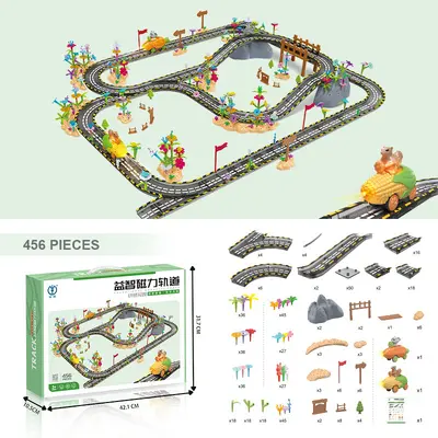 Magnetic Building Tiles with Electric Track Puzzle, Children's Gift - 8
