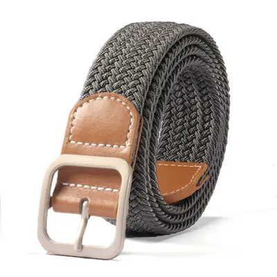 Yellow Square Buckle Canvas Belt Elastic Stretch - 9