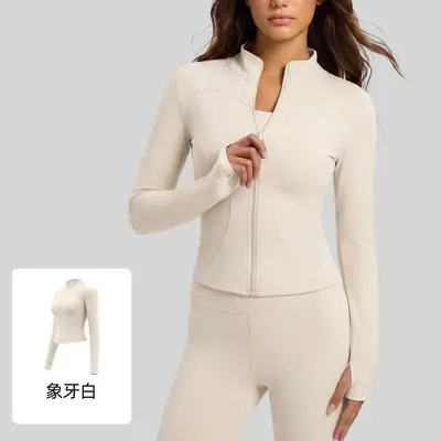 Juyitang sıkı yoga ceketi slim fit spor koşu spor yoga ceketi - 12