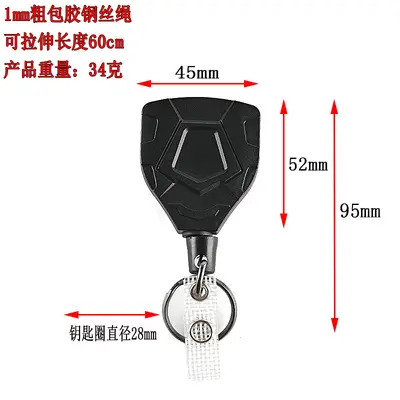 Retractable Snap Hook Keychain with Coated Steel Wire Rope, Outdoor Fishing