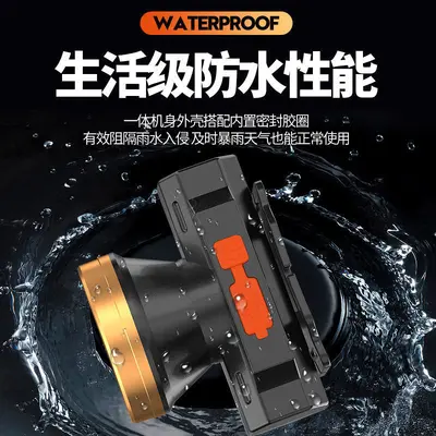 USB rechargeable plastic headlamp, powerful light, for fishing and mining