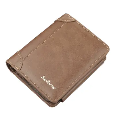 Men's Short Wallet with Vertical Zipper, Buckle and Coin Pocket - 8
