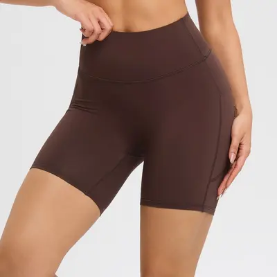 Yüksek belli kadın yoga şortu, cepli, dikişsiz, kalça kaldırıcı - 11