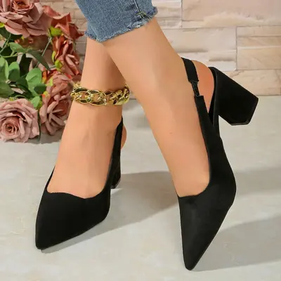 Women's Large Size Pointed-Toe High Heel Retro Baotou Shoes - 12