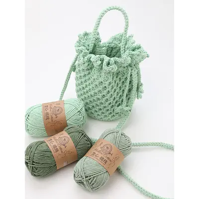 Hollow Cotton Knitting Yarn 2mm Stiff Round Thread for Crochet Bags and Hats