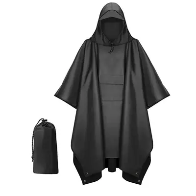 3-in-1 Multifunctional Waterproof Cape Poncho Raincoat with Ground Mat - 7